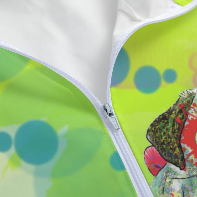 Preview: Leichte Regenjacke Rex2 – Popart Hundemotiv, 100 % Polyester, Unisex, Mix, Mischling, Mops